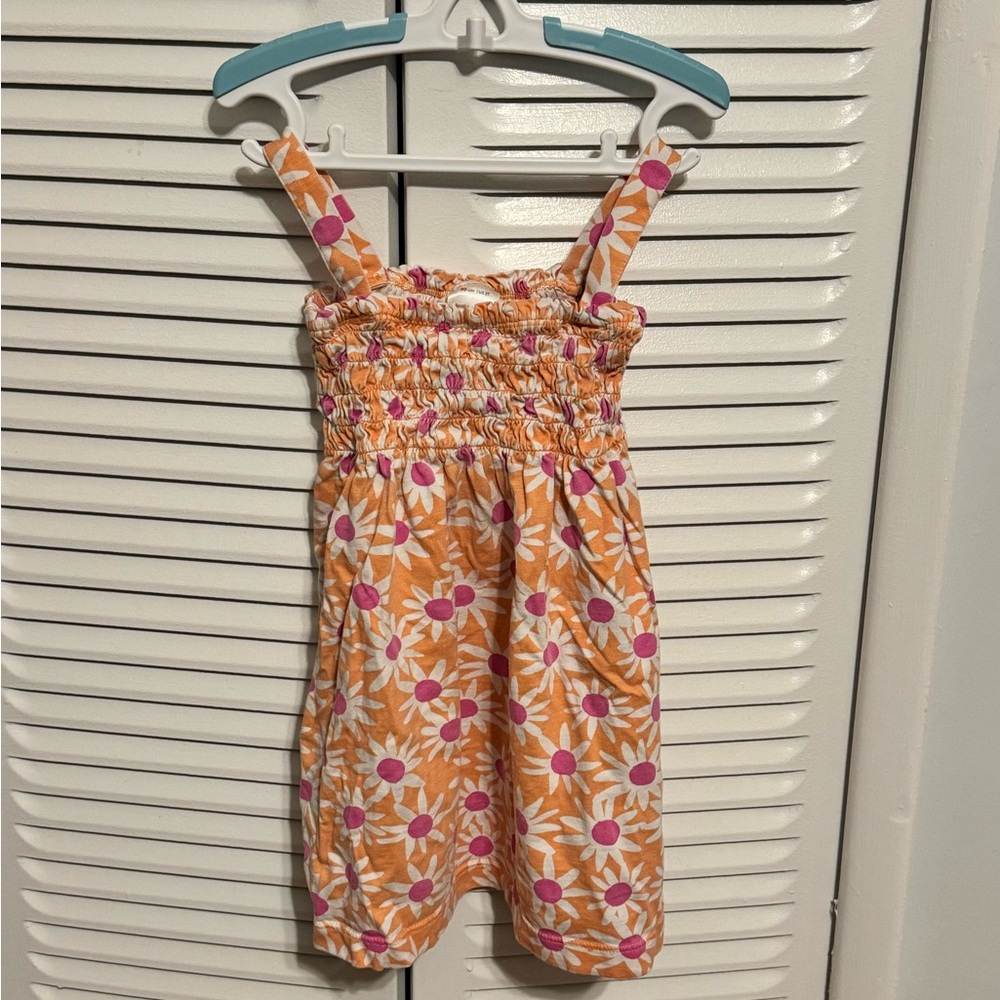 Hannah Andersson 3T 100% Cotton Floral Orange and Pink Kids Dress